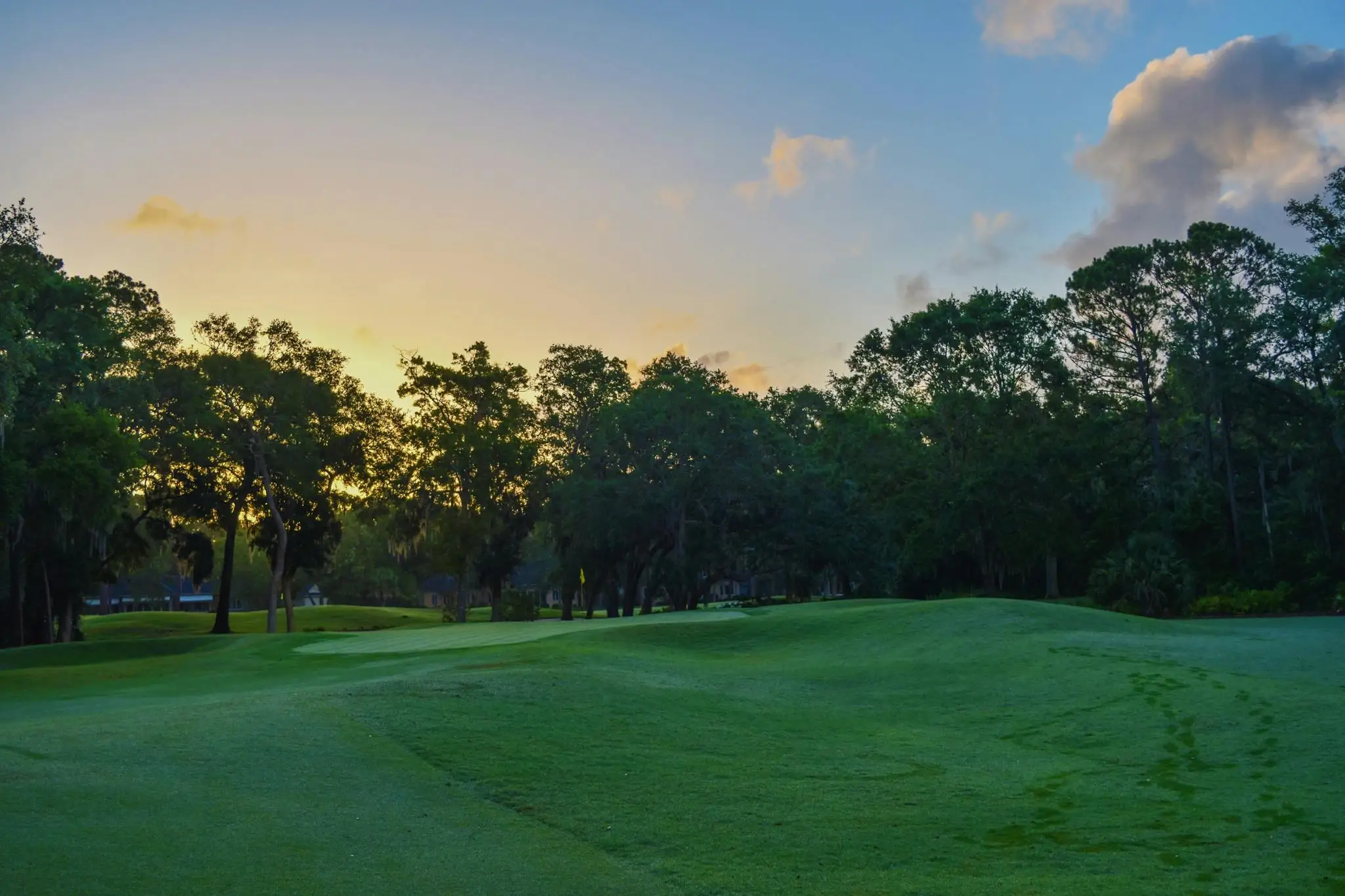 A Georgia golf course at sunset near Augusta